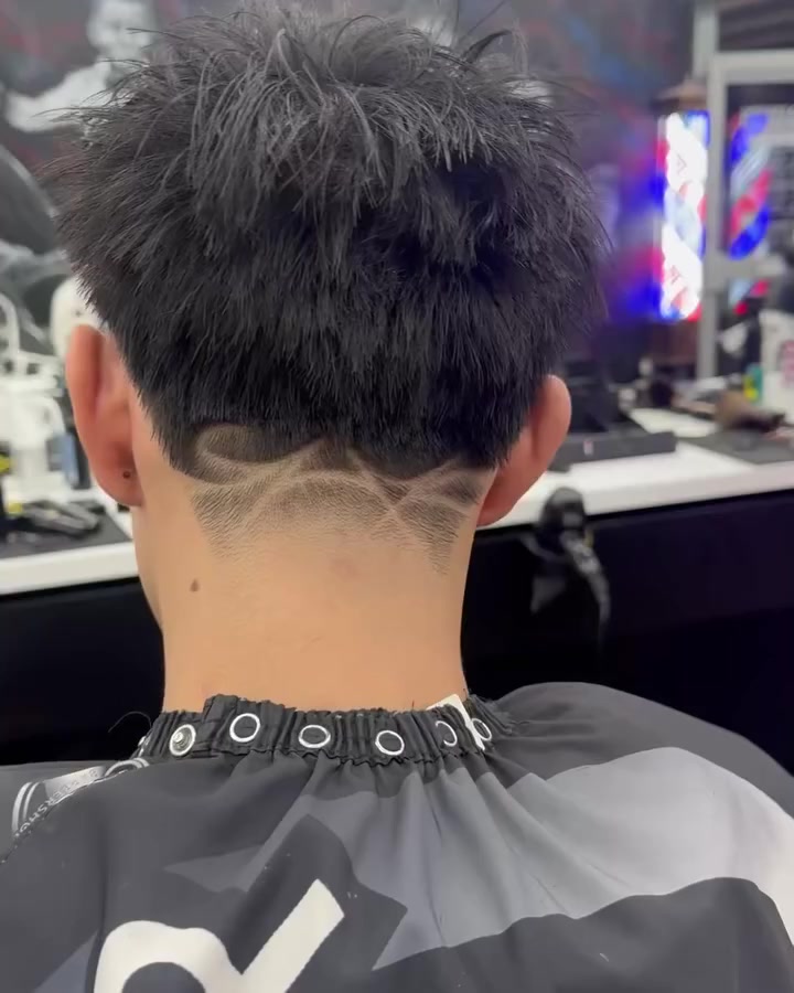 Textured crop with hair design at Picky Barbers